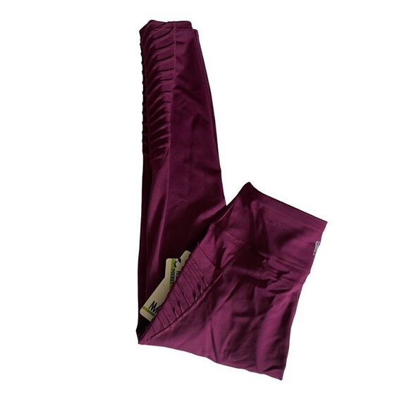 Nicole Miller Sport Women's Leggings Size Medium Wine Pockets New $68 - Picture 3 of 11
